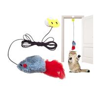 Juguete de cuerda para gatos, juguete para gatos y ratones | Teaser de plumas interactivas con cuerda elástica para la mayoría de gatos y para entrenar