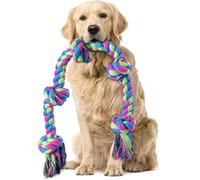 Juguete de cuerda para perro de 5 nudos de 37 pulgadas, juguete masticable duradero para razas medianas y grandes, cuerda de juego interactiva de limpieza de dientes, KongWLing