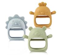 Juguete De Dentición Para Bebés Durante Más De 3 Meses Bebés, Formas Fáciles De Agarrar Con Textura Suave Para La Exploración Sensorial Y El Alivio Con Picazón (Olive & Dusty Blue & Mango)