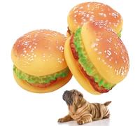 Juguete de dentición para cachorros, trío de hamburguesas chirriantes, duradero y portátil para perros pequeños a grandes