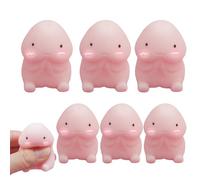 Juguete de descompresión, juguete para apretar, 6 piezas de estrés en forma de pene con expresión linda en postura de oración, juguetes divertidos de goma portátiles de 1, 5 pulgadas para aliviar el e
