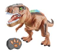 Juguete de dinosaurio eléctrico RC - Caminar teledirigido con niebla pulverizadora, luces LED y efectos de sonido de rugido, figura de acción electrónica duradera para niños niñas, cad
