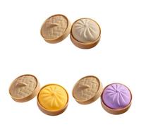 Juguete de Dumpling Esponjoso, Masa Suave para Estresar y Aliviar Tensión con Caja de Vapor, Pelotas de Estiramiento de Bun Cocido para Adultos y Niños - Pack de 3 Piezas