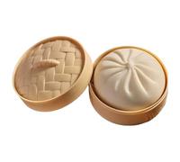 Juguete de Dumpling Esponjoso, Masaje con Tacto Suave, Masa de Descompresión con Caja de Vaporización, Peluches de Panecillo al Vapor para Adultos y Niños - Blanco