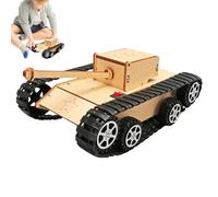 Juguete de ensamblaje del Tanque - Manual Asamblea Vehículo del Tanque | Modelo científico de rastreadores eléctricos de Madera para niños, Actividad de Ciencias de Aprendizaje Educativo