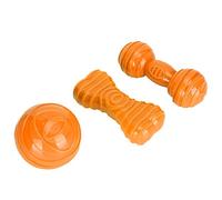 Juguete de Entrenamiento para Perros, Barra Interactiva para Mascotas, Sonido de Hueso TPR, Juguete Masticable Chirriante, Juego de Regalo Morado y Naranja para Perros y Cachorros