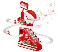 Juguete de Escalada con Pista Deslizante de Papá Noel eléctrico para Escalar, escaleras automáticas, Juego de Movimiento Musical con luz LED, exhibición navideña en Interiores (3 muñecas)..