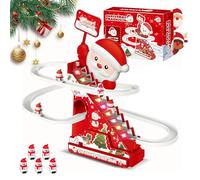Juguete de Escalada Eléctrico de Santa Claus con Música y Efectos LED, Set de Juego de Montaña Rusa con Figuras de Santa y Muñeco de Nieve, Juguete Interactivo de Navidad para Niños y Familias