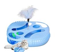 Juguete de estimulación Mental genérico para Gatos, Cat Interactive Tray, Hollowed Balls, Sensory for Cats, Ejercicio Ball with Feather, Teaser Toy for Cats, Cat Teasing Feather Toy