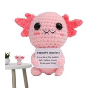 Juguete de ganchillo de Axolotl positivo inspirador - Divertido peluche de salamandra tejida a mano, muñeca de apoyo emocional | Lindo axolotl tejido para decoración del hogar, regalos para amigos