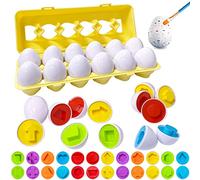 Juguete de Huevos Plástica,12 Piezas Huevos Juguetes Niños para clasificar Huevos Formas y Colores Mejores Juguetes Montessori Juegos Educativos para Niños y Niñas 1 2 3 4 5 Año