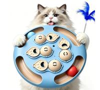 Juguete de inteligencia para gatos 2 en 1, tabla interactiva con juego de búsqueda de comida, juguete de comida para gatos con función de aperitivo y rollball, rompecabezas con pluma para uso mental