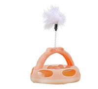 Juguete de juguete para gatos con pluma, juguete de torre de gato multifuncional con diseño de plumas, juguete interactivo de caza para casa aburrida