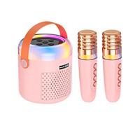 Juguete de la máquina de karaoke para, máquina de karaoke con 2 micrófonos inalámbricos - Altavoz de juguete portátil inalámbrico para,Altavoz de canción karaoke con luz cambiante para el hogar, Los