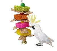 Juguete de lufa natural y paja trenzada para loro, guacamayo, gris africano, periquitos, cacatúa