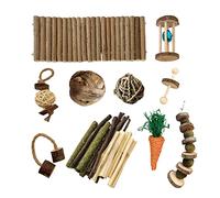 Juguete de madera para masticar animales pequeños para mascotas, puente de ratán, puente de gimnasio, monociclo, roedores, juego de 10 roedores