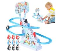 Juguete De Montaña Rusa Para Niños - Pista De Carreras De Pingüinos Con Música Y LED | Juego Interactivo De Carreras De Pingüinos: Juguete Para Subir Escaleras, Tiempo En Familia, Niños, Niñas, Cumple