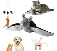 Juguete de murciélago volador para perros, juguete de murciélago volador para perros, juguetes interactivos de Halloween, murciélagos para gatos, alas aleteando activadas por movimiento, burlas
