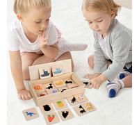 Juguete de Ordenación de Formas | Juego de Puzzle de Asociación de Sombras de Madera - Aprendizaje Temprano mediante Reconocimiento de Patrones para Viajes y Viajes en Casa con Interacción Padre-Hijo