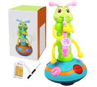 Juguete de Oruga, Oruga retorcida, Juguete de saxofón de Baile eléctrico con música y luz LED, saxofón sensorial Educativo para niños de 0 a 3 años, Juguetes de Aprendizaje, Carga USB