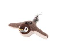 Juguete de pájaro gato batiendo alas - Gorrión de peluche simulando un juego interactivo para gatitos, accesorio de gorjeo recargable, juguete vibrante | realista para gato con alas móviles para