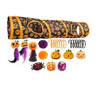 Juguete De para Gatos De Interior: De Juego Plegable De 3 Vías con Plumas Y Bolas De Felpa, Túnels Interactivo De La Serie Halloween para Gatitos, Conejos Y Mascotas Pequeñas