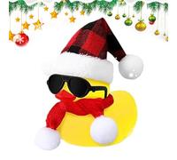 Juguete De Pato De Goma De Navidad,Juguete De Pato De Goma Amarillo - Patos de goma chirriantes flotantes con gafas de sol Gorros - de goma para coche de pato, decoraciones de pato para salpicadero de