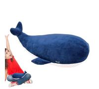 Juguete de peluche ballena - 45 x 15 x 15 cm, almohada suave abraza | Cojín relleno de animales marinos azules | Tejido de algodón elástico suave para la piel | Decoración de felpa llena de algodón |