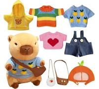 Juguete De Peluche Capybara, Capibara Peluche,Simulación Carpincho Juguetes | 9-Piezas Set con Ropa y Accesorios Marrón Peluche Decoración Regalos de Cumpleaños para Niños y Niñas