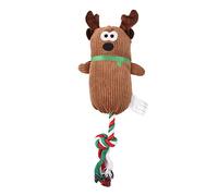 Juguete de peluche para perro, cuerda de algodón, juguete para masticar con temática navideña, juguete chirriante interactivo para jugar a tirar de la guerra, juguete para masticar cuerda para perros