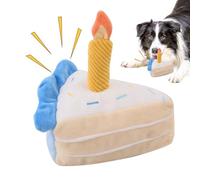 Juguete de peluche para perros con forma de pastel de cumpleaños para perros, juguete para masticar en forma de pastel de peluche para perros, para interiores, perro aburrido tira y muerde pastel de