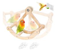 Juguete de perca para pájaros, perca mecedora interactiva, rueda de ejercicio de madera para cacatúas, juguete de enriquecimiento de rompecabezas para loros, accesorios de jaula de pájaros para
