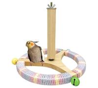 Juguete de percha de pájaro, percha de soporte de perca | Percha interactiva de soporte de madera de percha | Rueda de ejercicio giratoria Accesorios divertidos para jaula de pájaros para interiores