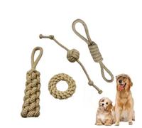 Juguete de perro cuerda, 4 bolas con cuerda para perros con cuerda para cachorros suave para dientes y encías - materiales duraderos, naturales y no tóxicos, adecuados para todas las razas