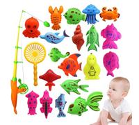 Juguete de pesca de 22 piezas para niños pequeños, juego magnético de agua para baño, juguete de plástico ABS, coordinación mano-ojo, desarrollo intelectual emocional, tiempo de baño, 25 x 20 x 4 cm