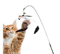 Juguete de pesca para gatos, diseño de golondrinas, juego de empleo, varilla de pesca con cascabeles para gatos, para entrenar después de comer contra el aburrimiento para estimular la mente en casa