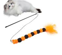 Juguete de plumas de gato - Bola de peluche de PP, campanilla, juego de cuerdas elásticas y coloridas para interiores, juguetón interactivo para gatos con pompón para ejercicios de mascotas, 3