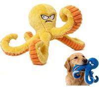Juguete de pulpo para perro, juguete de pulpo enojado, juguetes resistentes para perros, peluche chirriante con tentáculos largos, juguetes masticables para perros pequeños y grandes (azul) (amarillo)