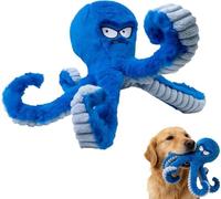 Juguete de pulpo para perro, juguete de pulpo enojado, juguetes resistentes para perros, peluche chirriante con tentáculos largos, juguetes masticables para perros pequeños y grandes (azul) (azul)