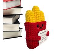 Juguete de punto positivo, papas fritas positivas,papas fritas de punto Funny Crochet Inspirational | Juguete de ganchillo lindas con tarjeta , decoración de sala de apoyo emocional de estafa