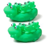 Juguete de rana, 2 juegos de juguetes de baño de rana, juguetes chirriantes para bañera de madre y bebé para niños, de baño de vinilo suave y seguro para niños pequeños juego sensorial