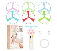 Juguete De Recogida Para Gatos Lanzador Recargable Con 6 Discos Voladores | Juguetes Estimulantes de Gatos para Jardín Trasero, Jardín, Patio, Balcón y Exterior - Recoger y Trae