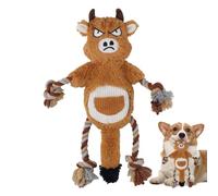 Juguete de remolcador para perros, juguete de cuerda de vaca,Juguete interactivo para perros chirriante en forma de vaca | Juguetes de cuerda para perros de peluche, juguete que estimula el cerebro