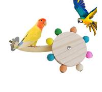 Juguete de rodillos de pájaro de madera - Parkeet Conure Cacgatiel Play Gym, Fun Cage Perch Stand con juguete de ejercicio de rodamiento, accesorios de entrenamiento interactivos para pájaros pequeños