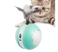 Juguete de rompecabezas de bola móvil automático, juguete interactivo para gatos | Juguete interactivo para gatos con pluma de cola - Bola para gatos con luces LED arcoíris, juguete inteligente para