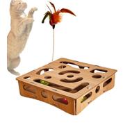 Juguete de rompecabezas de gato | con bolas divertido interactivo de madera | juguete para gatos laberinto de empleo | para gatitos para aliviar el aburrimiento movimiento entrenamiento casa cría de