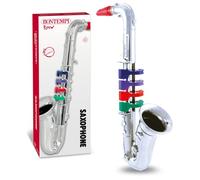 Juguete de saxofón plateado, 4 notas, 37 cm