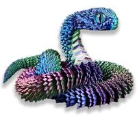 Juguete de serpiente, serpiente 3D, serpiente impresa en 3D, juguetes de animales impresos en 3D, modelo de serpiente, decoración de estatua de serpiente, juguete inquieto para autismo/TDAH (45 cm,