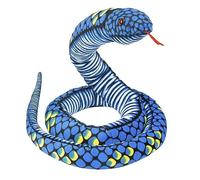 Juguete de simulación de serpiente, muñeca de pitón, juguete creativo de peluche, serpiente realista, juego de marioneta de mano, juguete para Halloween (azul 2,8 metros)