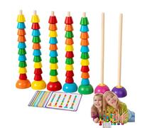Juguete de sorteo de perlas multifuncionales - Madera Bead Stacking Toy | Wooden Color Sorting Stacking Toys | Early Education Puzzle Game | Color Sort Stackings Counting Toys | Funny Counting
